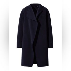 Uniqlo +J Double Faced Wool and Cashmere Navy Coat Small